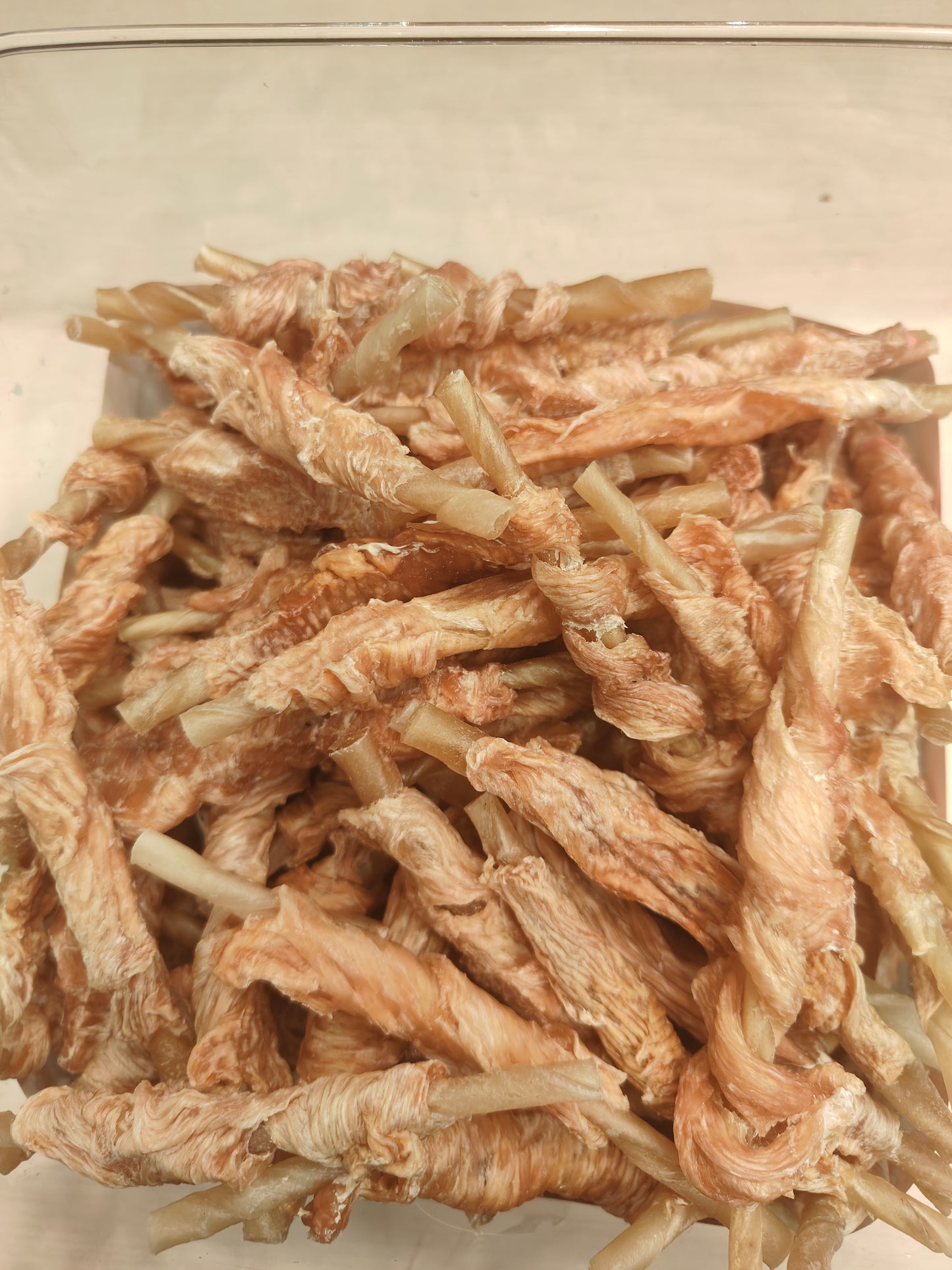 Home Made Pet Treats Chicken Jerky Rawhide Twist Stick 10pk