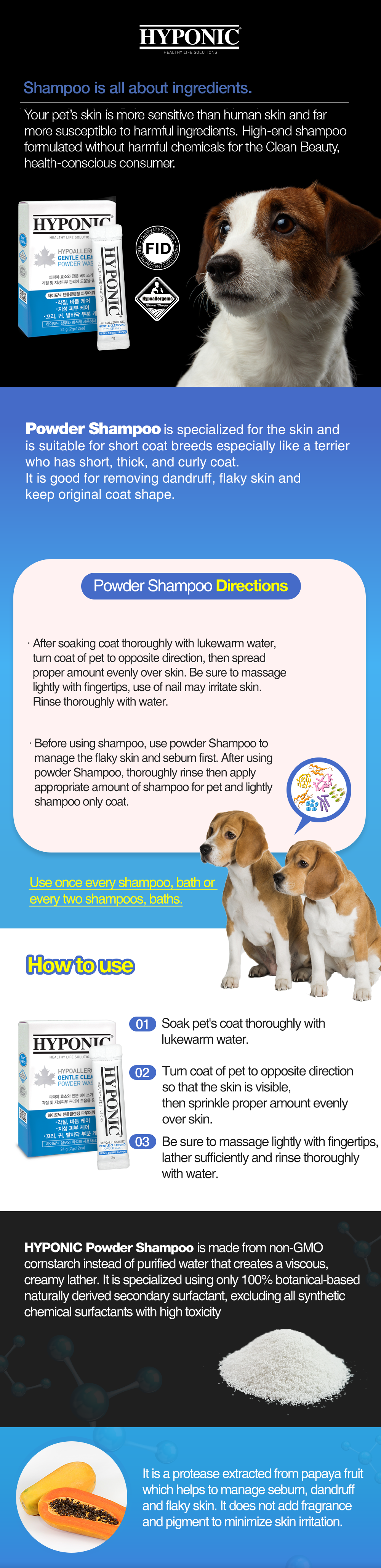 HYPONIC Gentle Exfoliating Scrub Powder (For All Pets) 100g (2g X 50ea)
