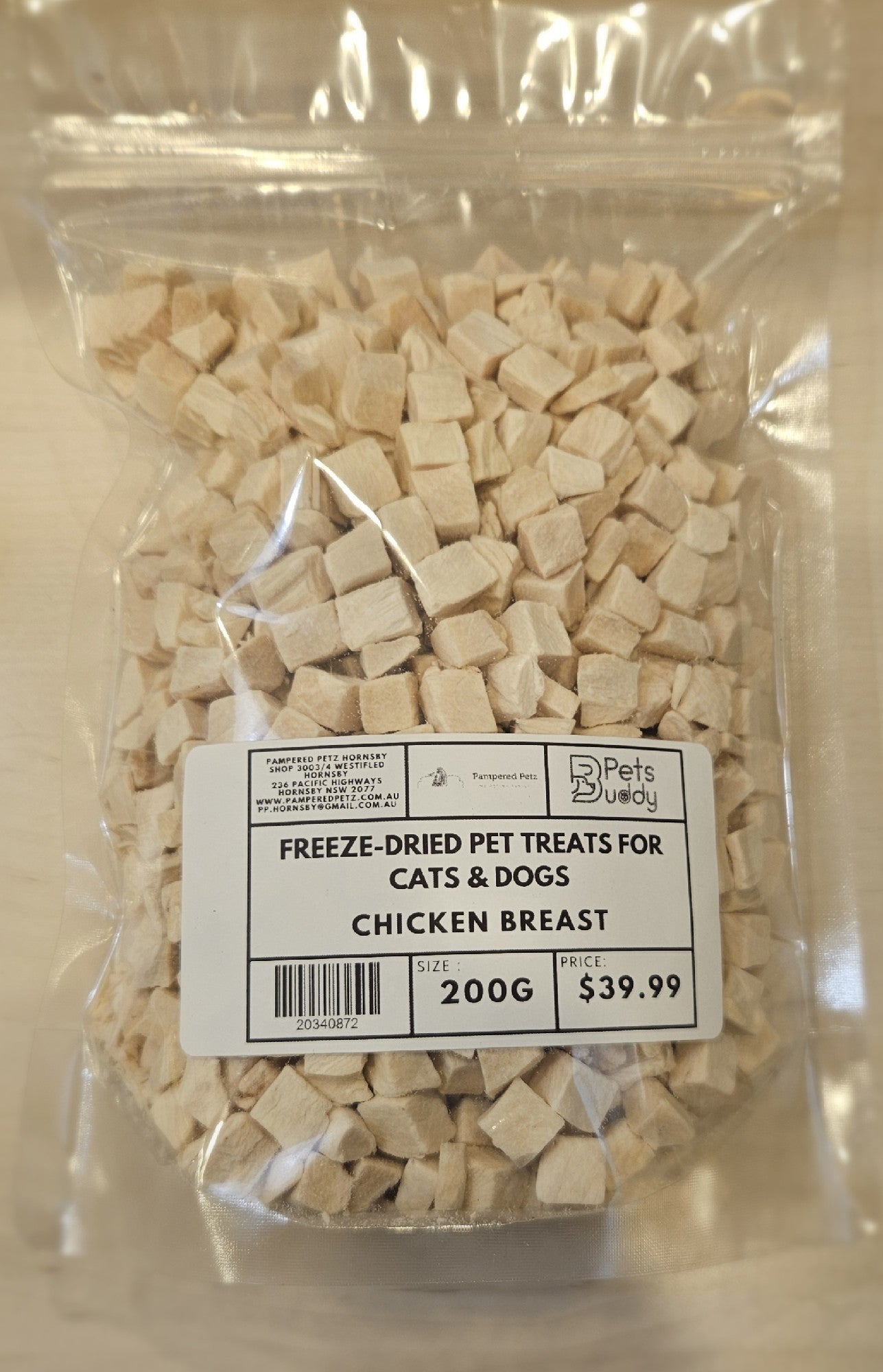 PETSBUDDY Freeze Dried Treats Chicken Breast 200g