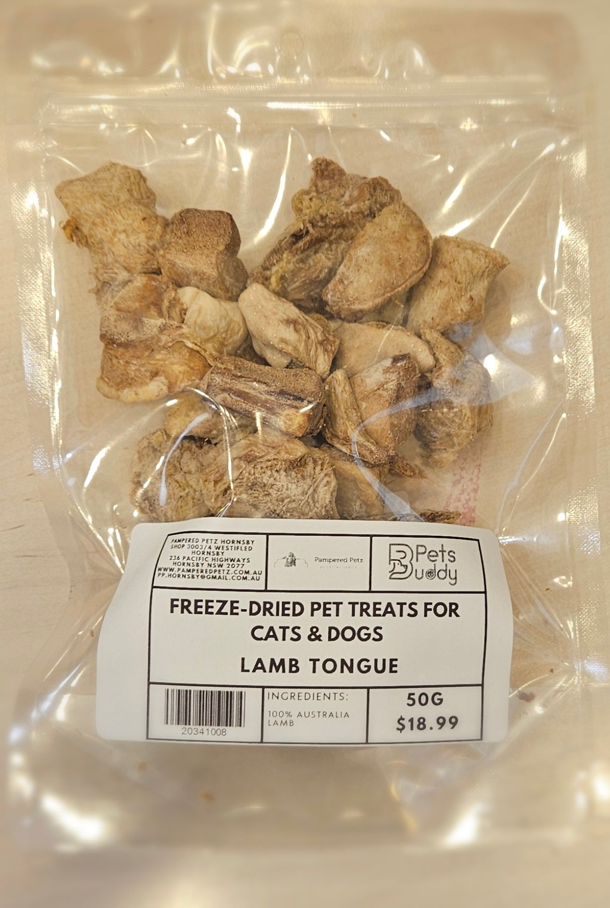 PETSBUDDY Freeze Dried Treats Lamb Tongue 50g