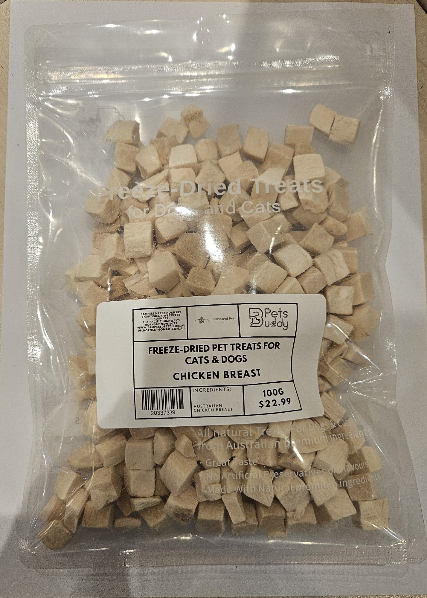 PETSBUDDY Freeze Dried Treats Chicken Breast 100g