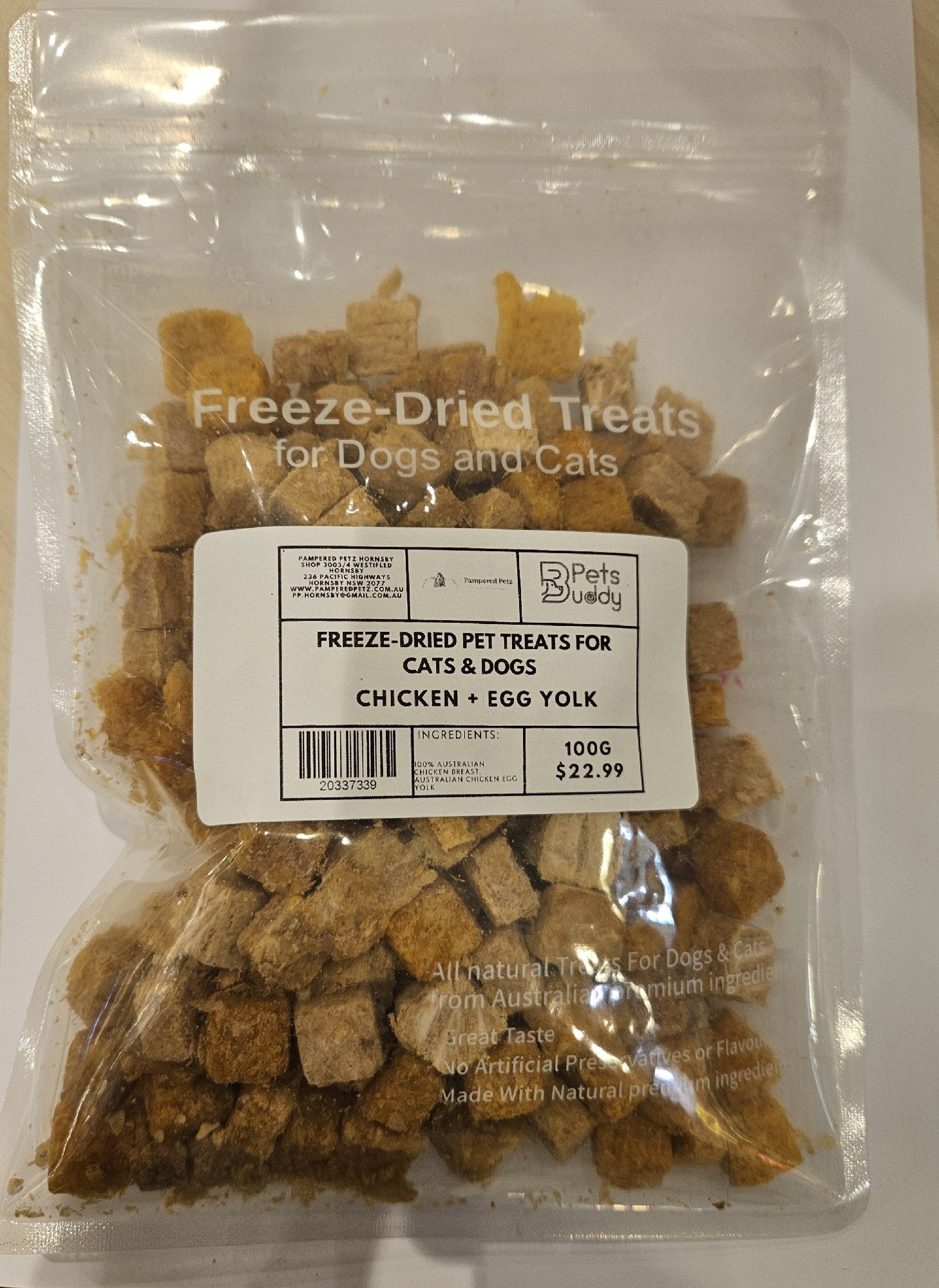 PETSBUDDY Freeze Dried Treatss Chicken & Egg Yolk Bites 100g