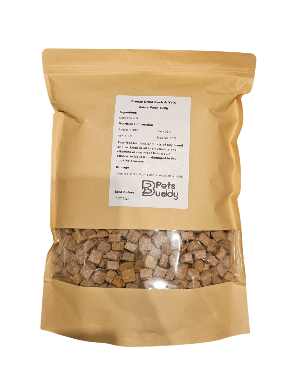 PETSBUDDY Freeze Dried Treatss Duck & Yolk Bites 800g