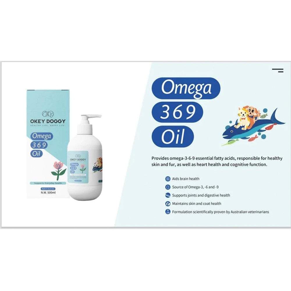 OKEY DOGGY OMEGA OIL 3 6 9 FOR CATS & DOGS 300ML