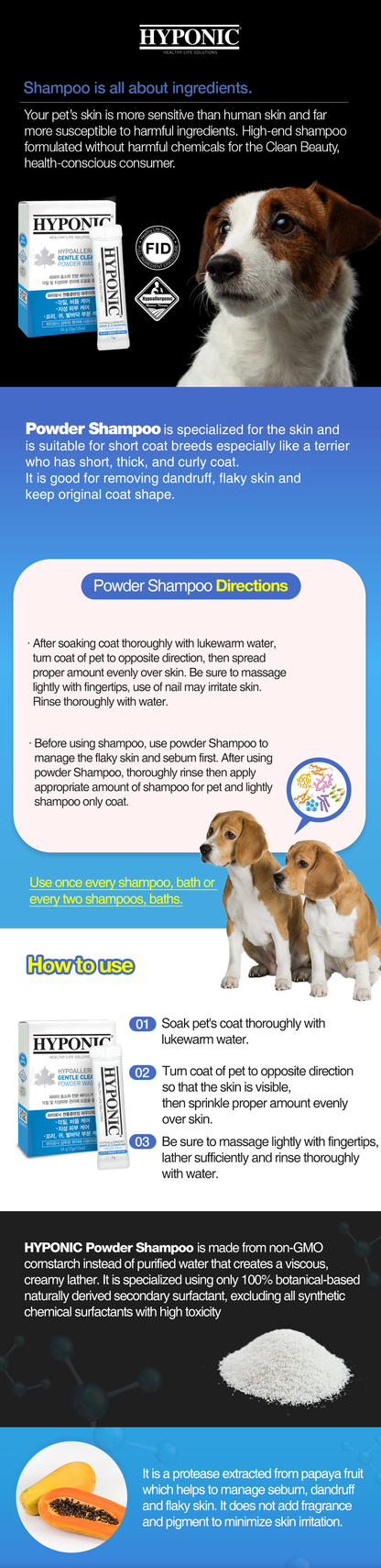 HYPONIC Gentle Exfoliating Scrub Powder (For All Pets) 100g (2g X 50ea)